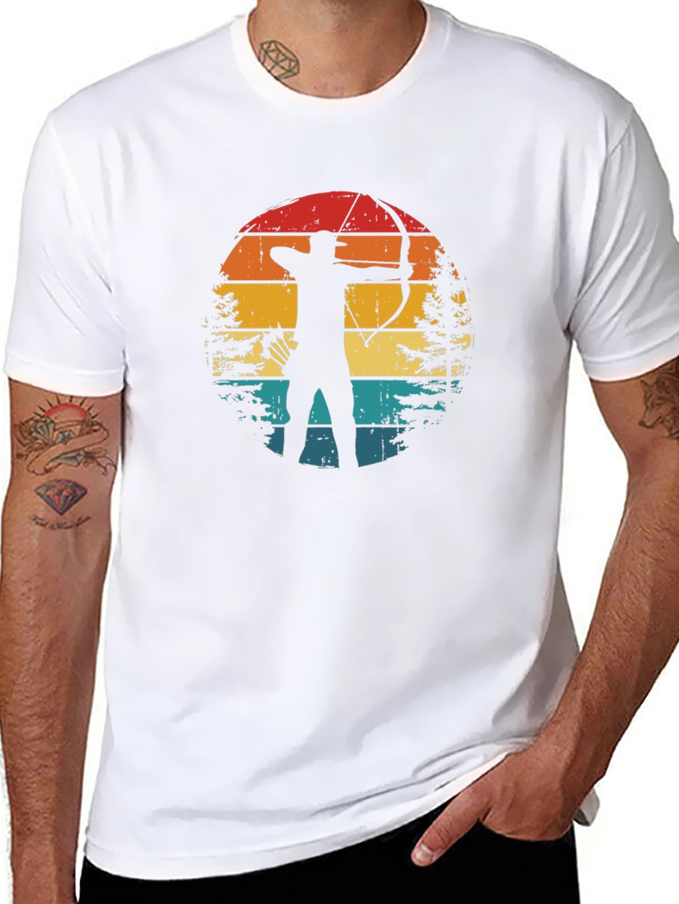 Archery Sunset Graphic Tee - Retro Style