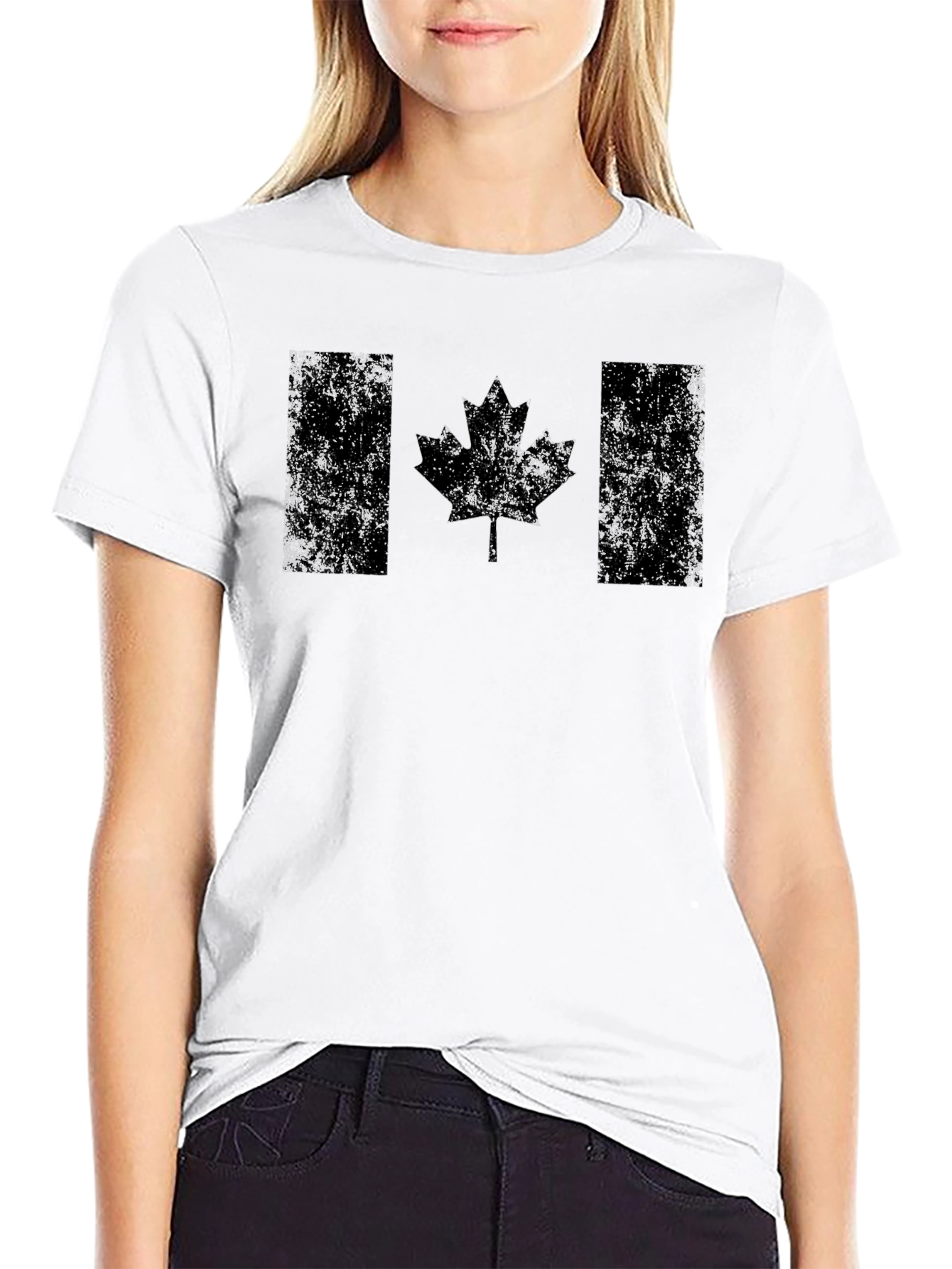 Distressed Canadian Flag Graphic T-Shirt