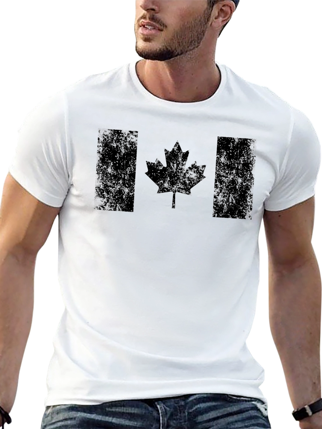Distressed Canadian Flag Graphic T-Shirt