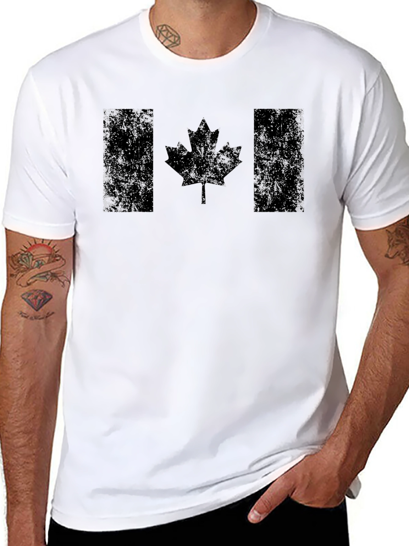 Distressed Canadian Flag Graphic T-Shirt