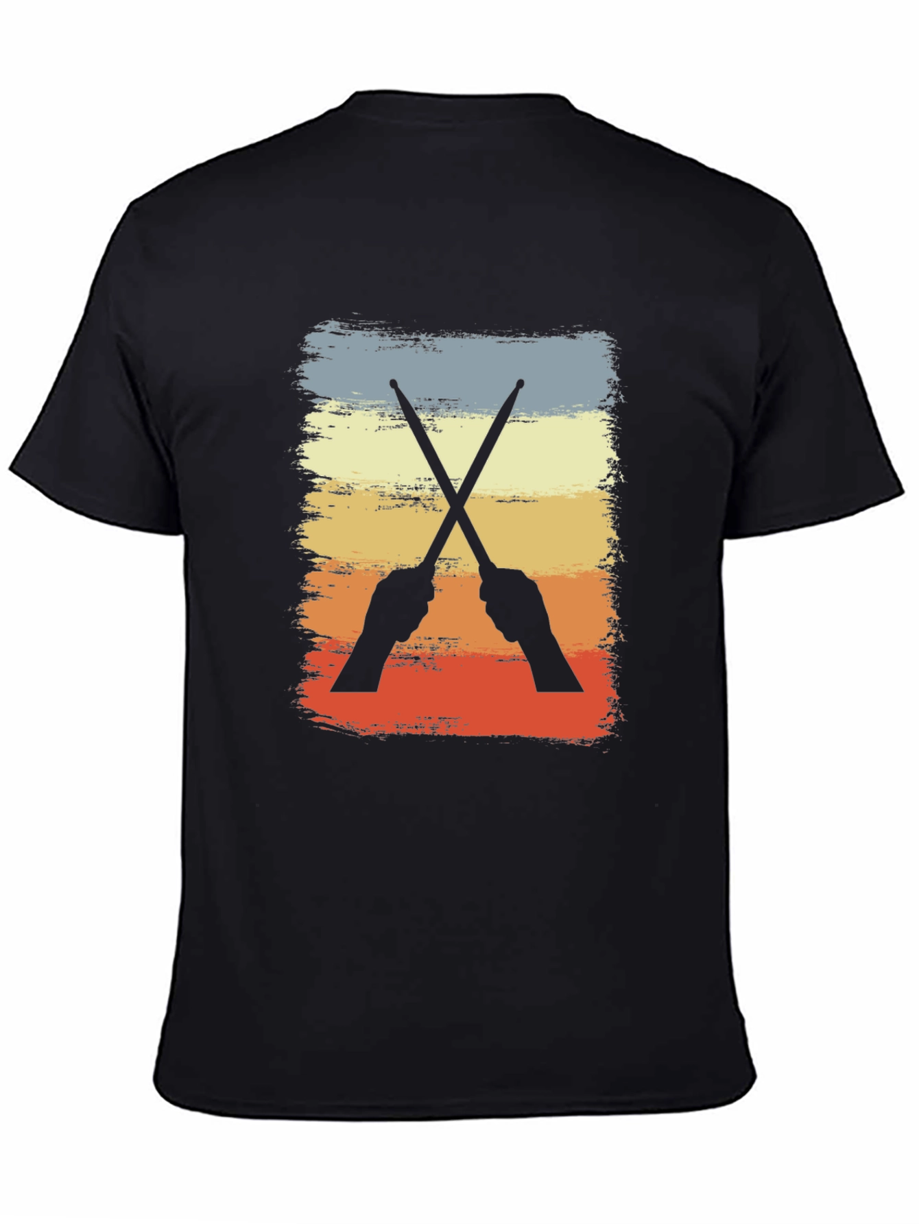 Retro Drummer T-Shirt - Crossed Sticks Design