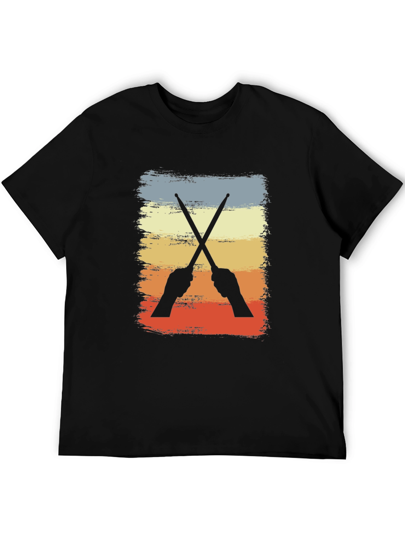 Retro Drummer T-Shirt - Crossed Sticks Design