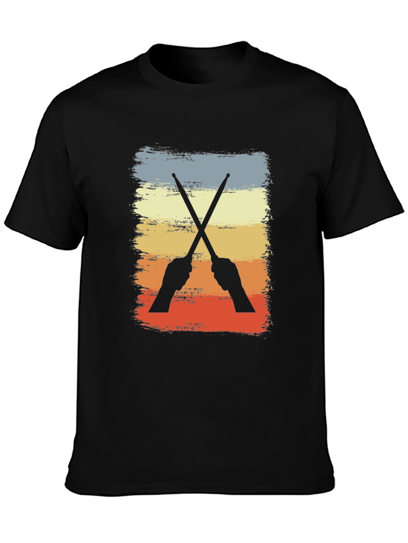 Retro Drummer T-Shirt - Crossed Sticks Design