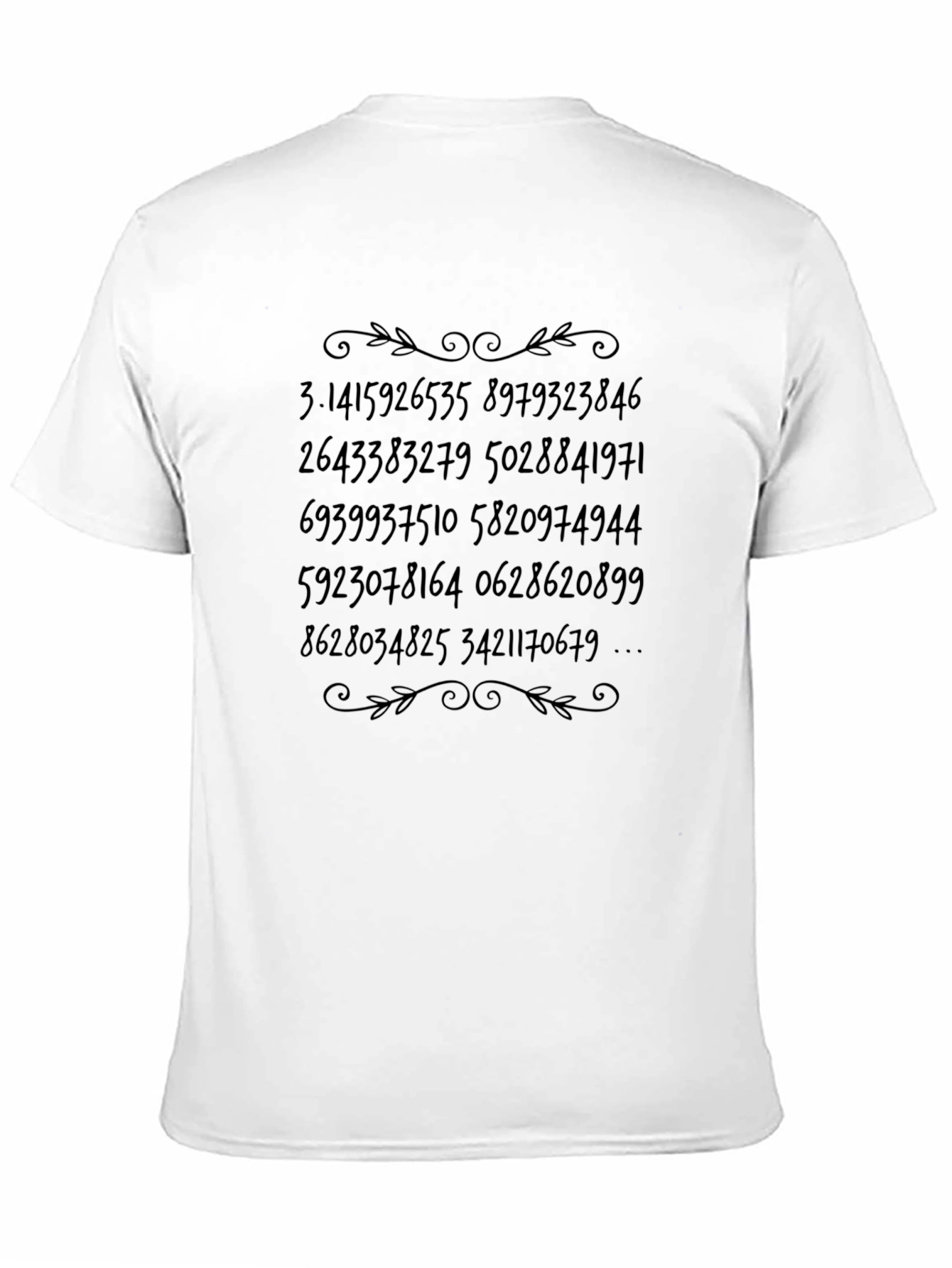 Pi Number Print Casual Black T-Shirt