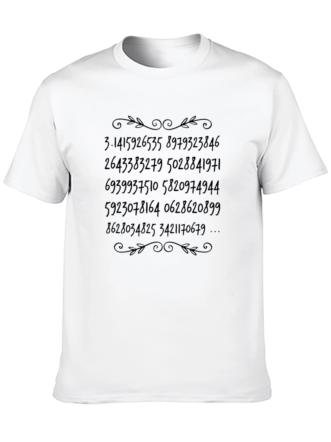 Pi Number Print Casual Black T-Shirt