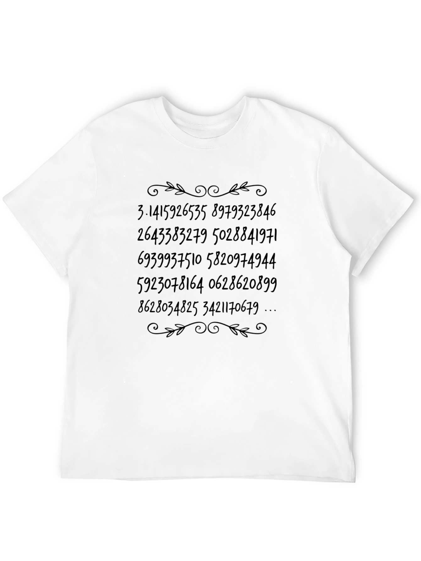 Pi Number Print Casual Black T-Shirt