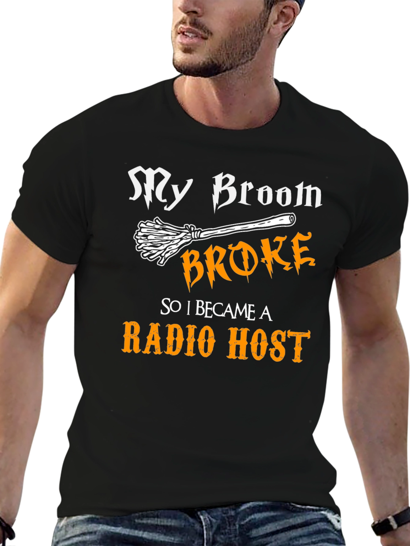 My Broom Broke Radio Host T-Shirt Halloween