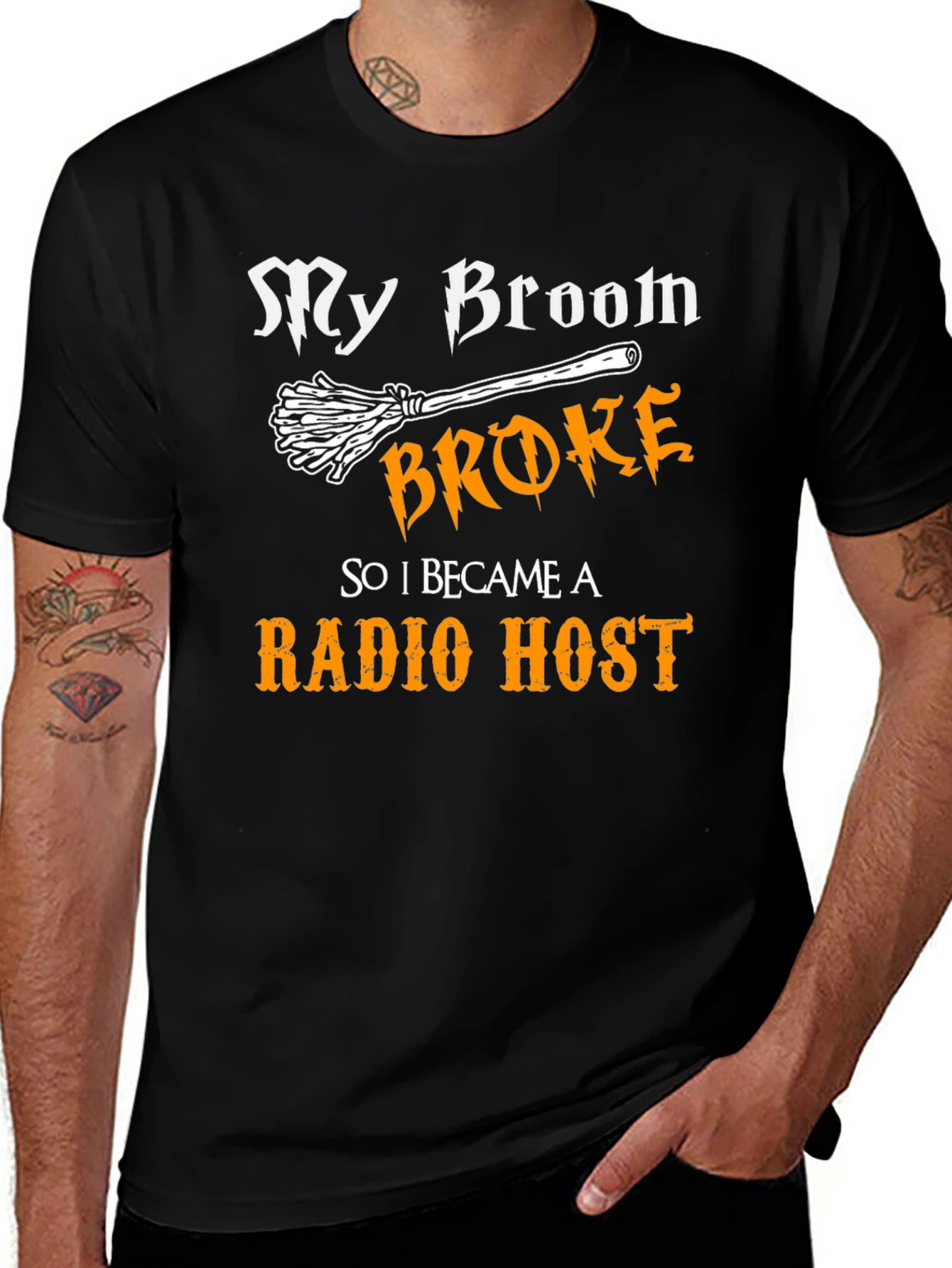 My Broom Broke Radio Host T-Shirt Halloween