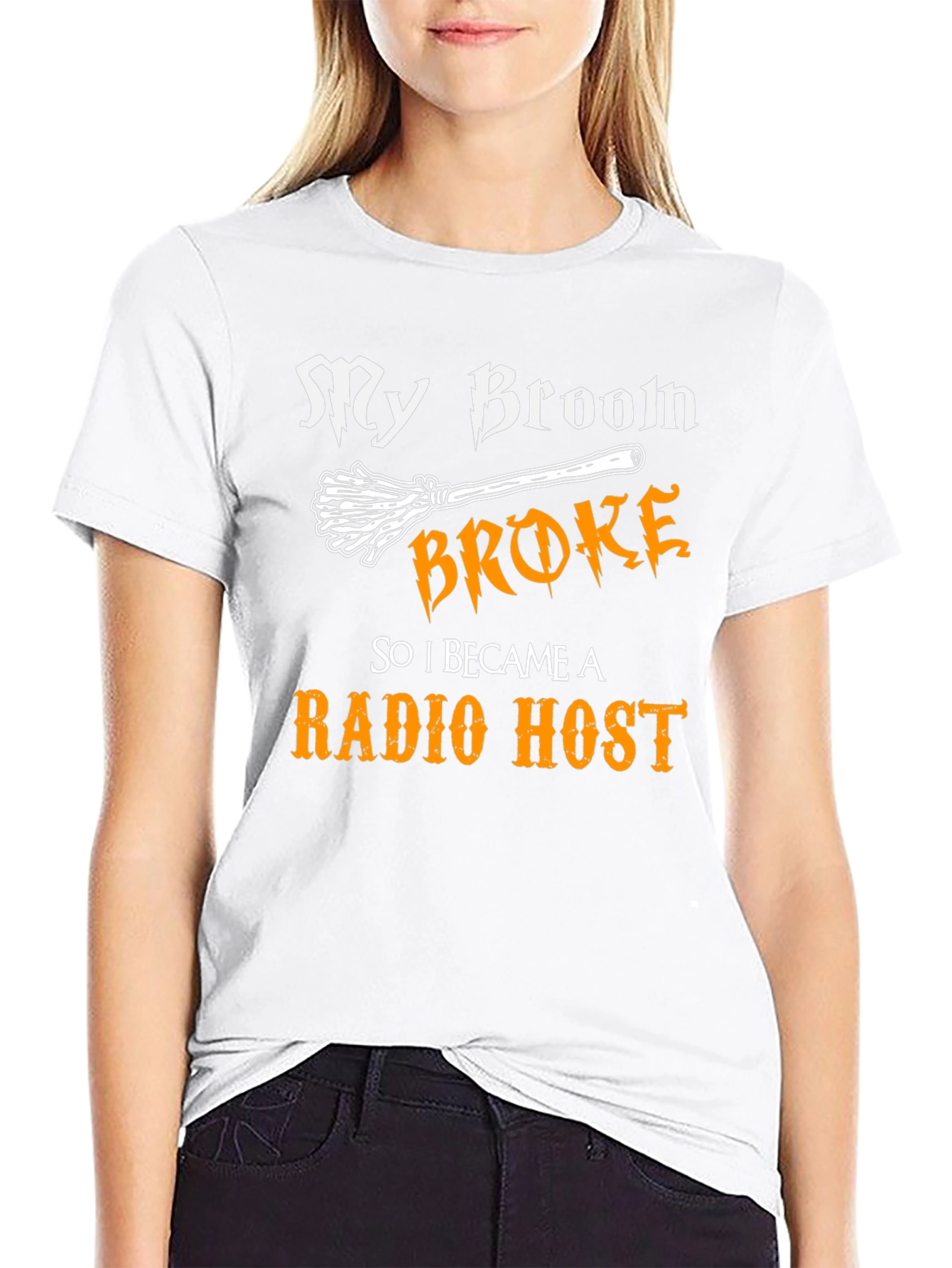 My Broom Broke Radio Host T-Shirt Halloween