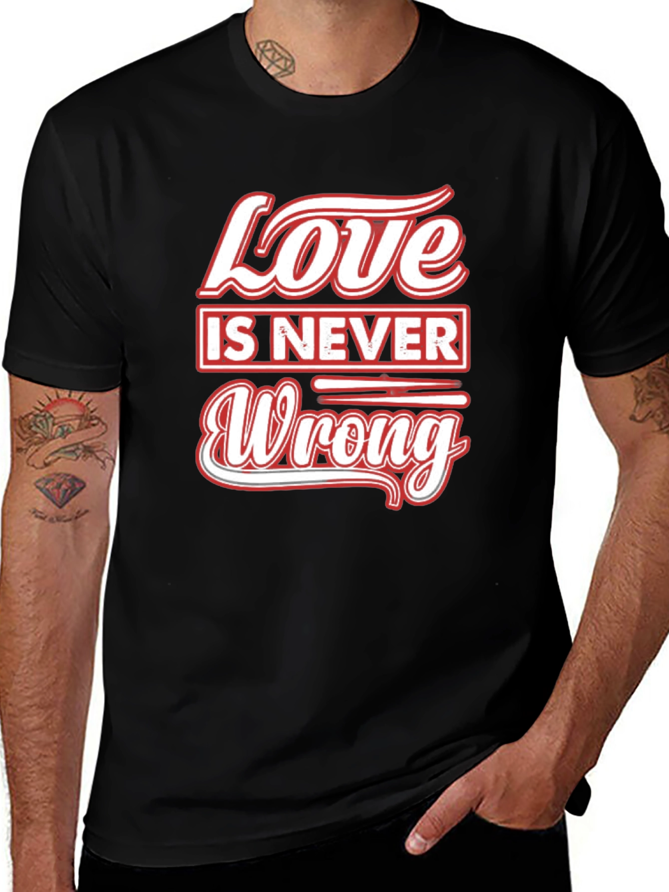 Love is Never Wrong Black Graphic T-Shirt