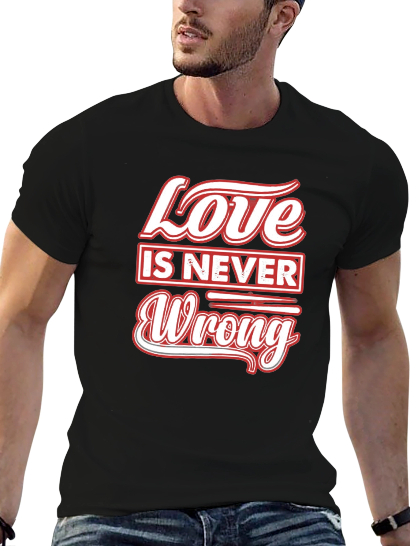 Love is Never Wrong Black Graphic T-Shirt