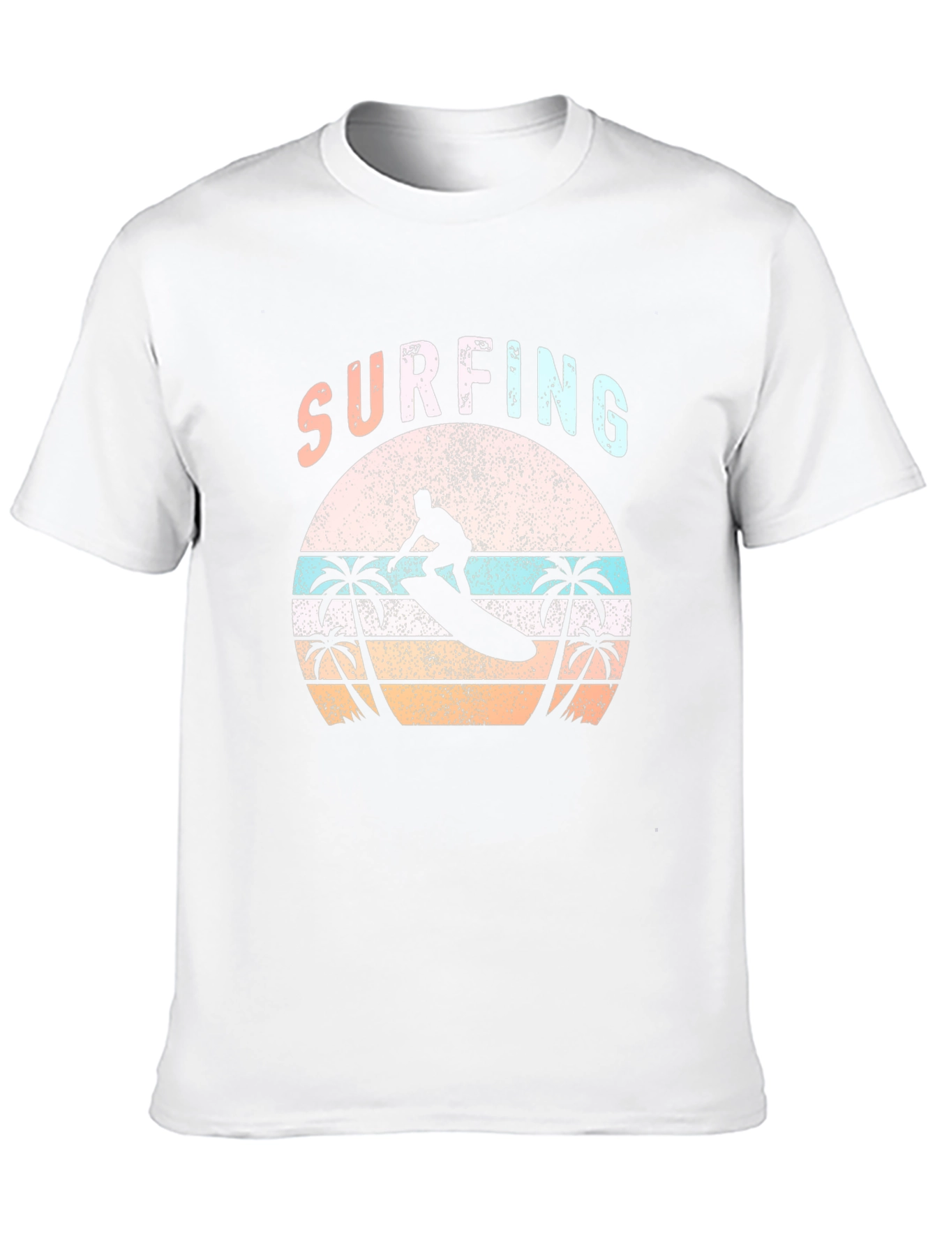 Surfing Palm Tree T-Shirt Retro Sunset