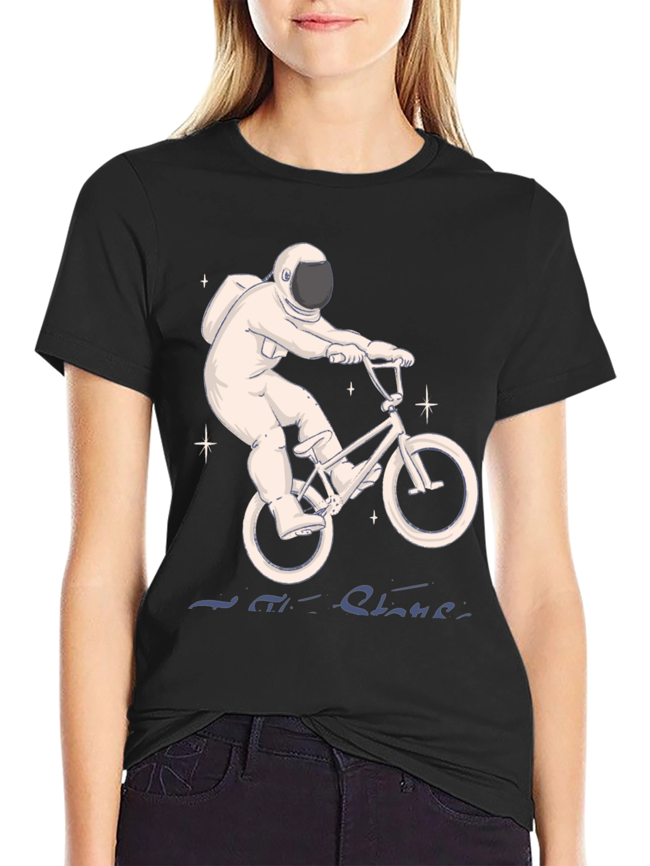 Astronaut on Bike T-Shirt - Ride the Stars