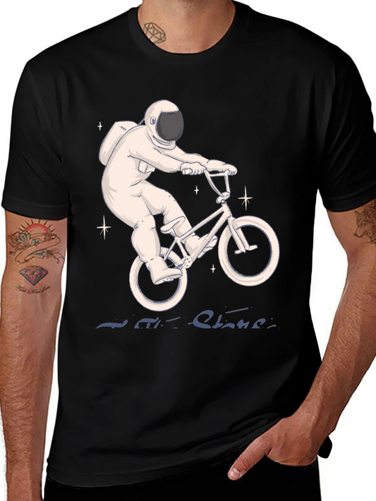 Astronaut on Bike T-Shirt - Ride the Stars