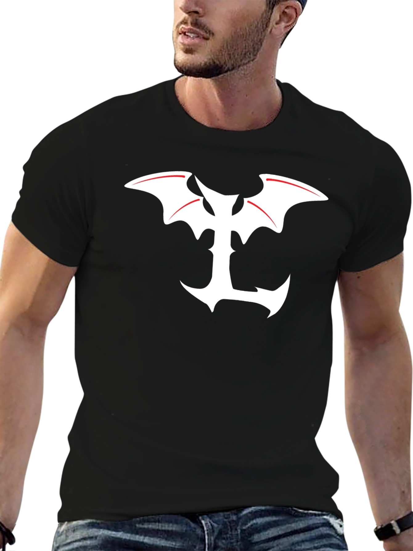 Bat Wing Anchor T-Shirt - Bold Graphic Tee