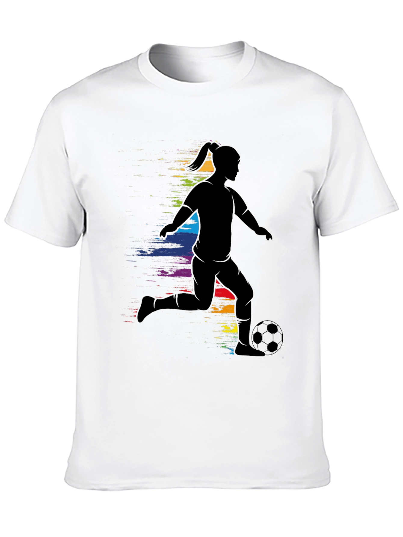 Soccer Girl Silhouette Rainbow T-Shirt