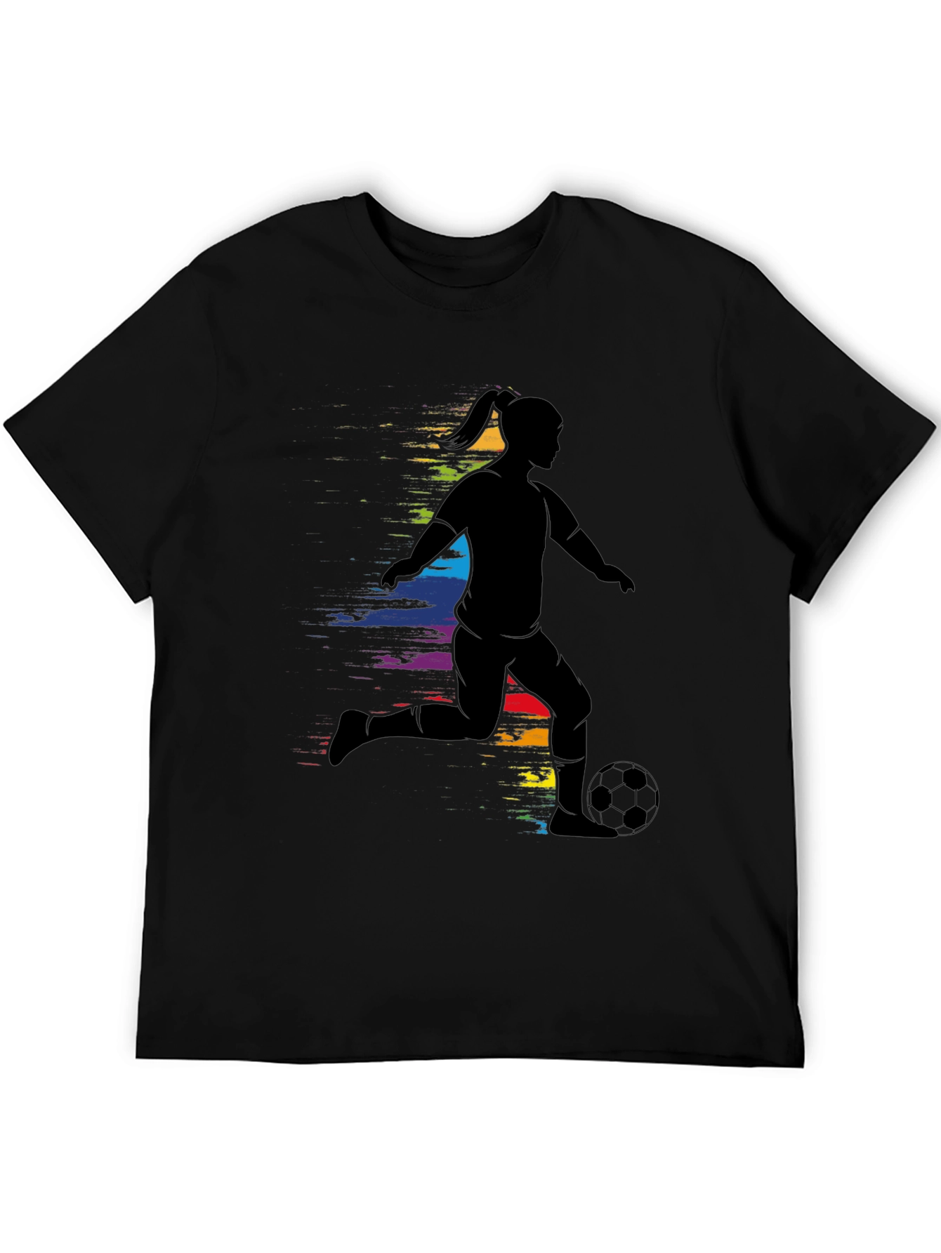 Soccer Girl Silhouette Rainbow T-Shirt