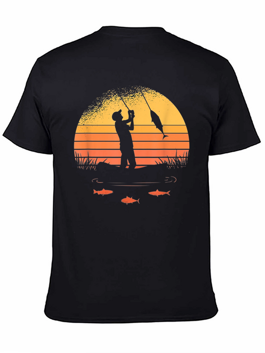 Fisherman Sunset Graphic Tee - Black