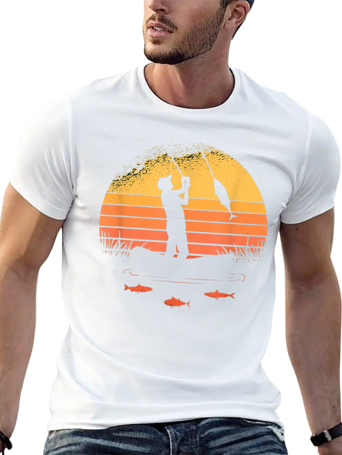 Fisherman Sunset Graphic Tee - Black