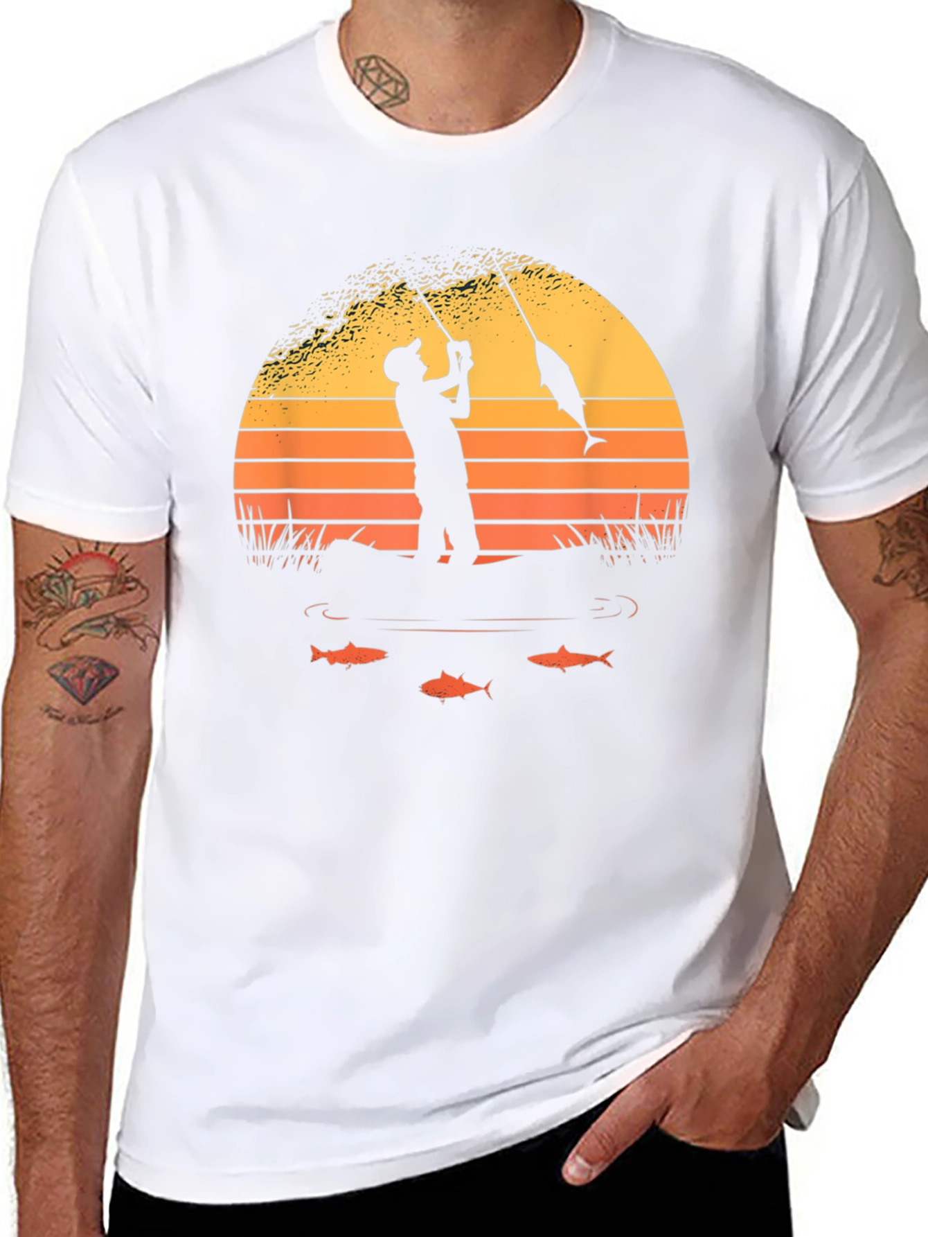 Fisherman Sunset Graphic Tee - Black