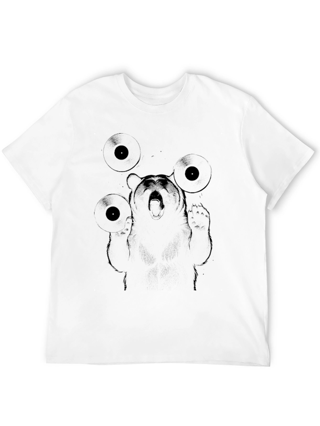 DJ Bear Graphic Tee - Black Cotton Blend T-Shirt