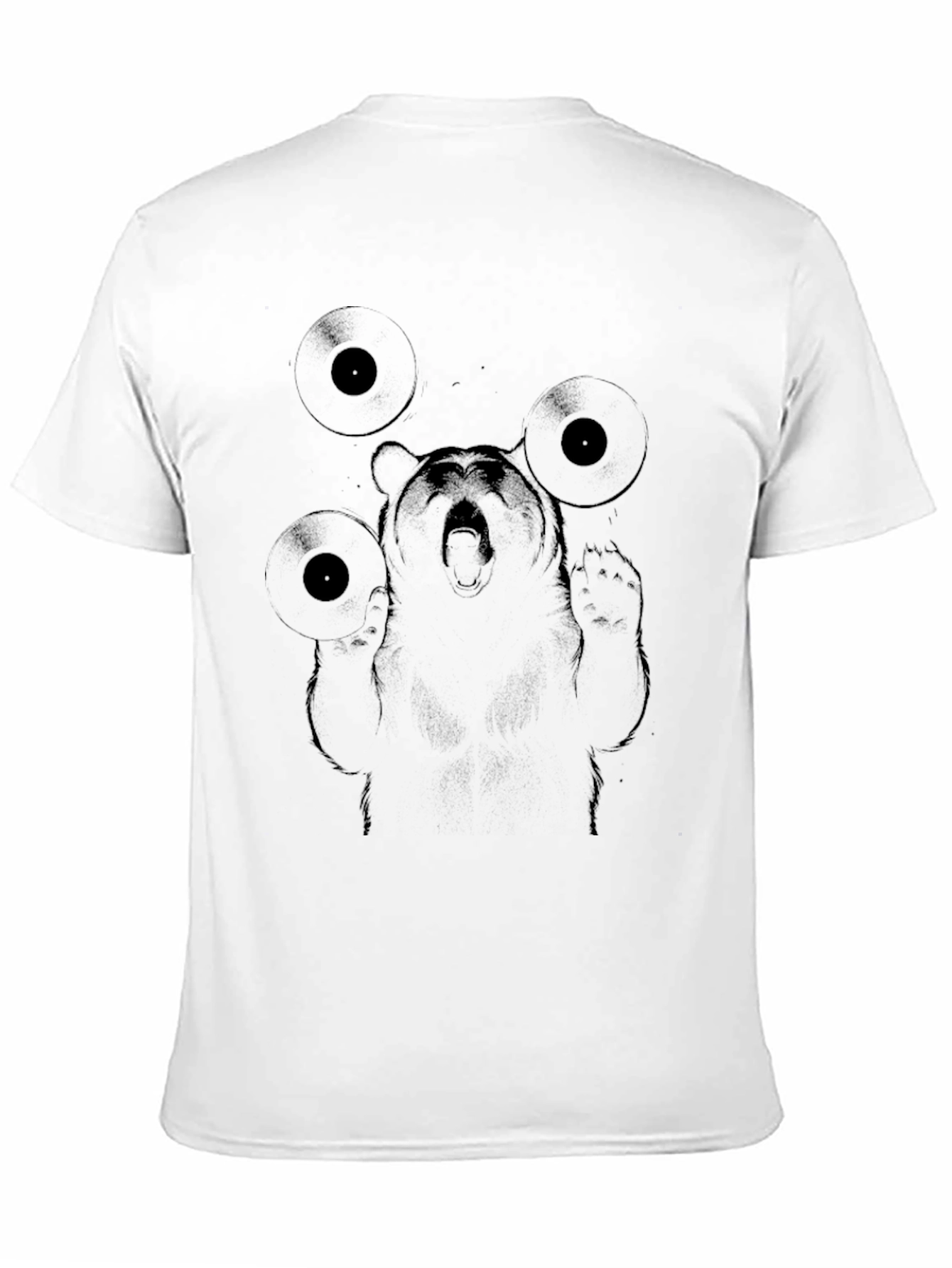 DJ Bear Graphic Tee - Black Cotton Blend T-Shirt