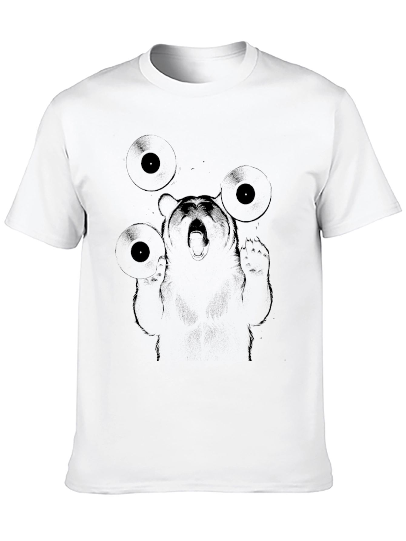 DJ Bear Graphic Tee - Black Cotton Blend T-Shirt