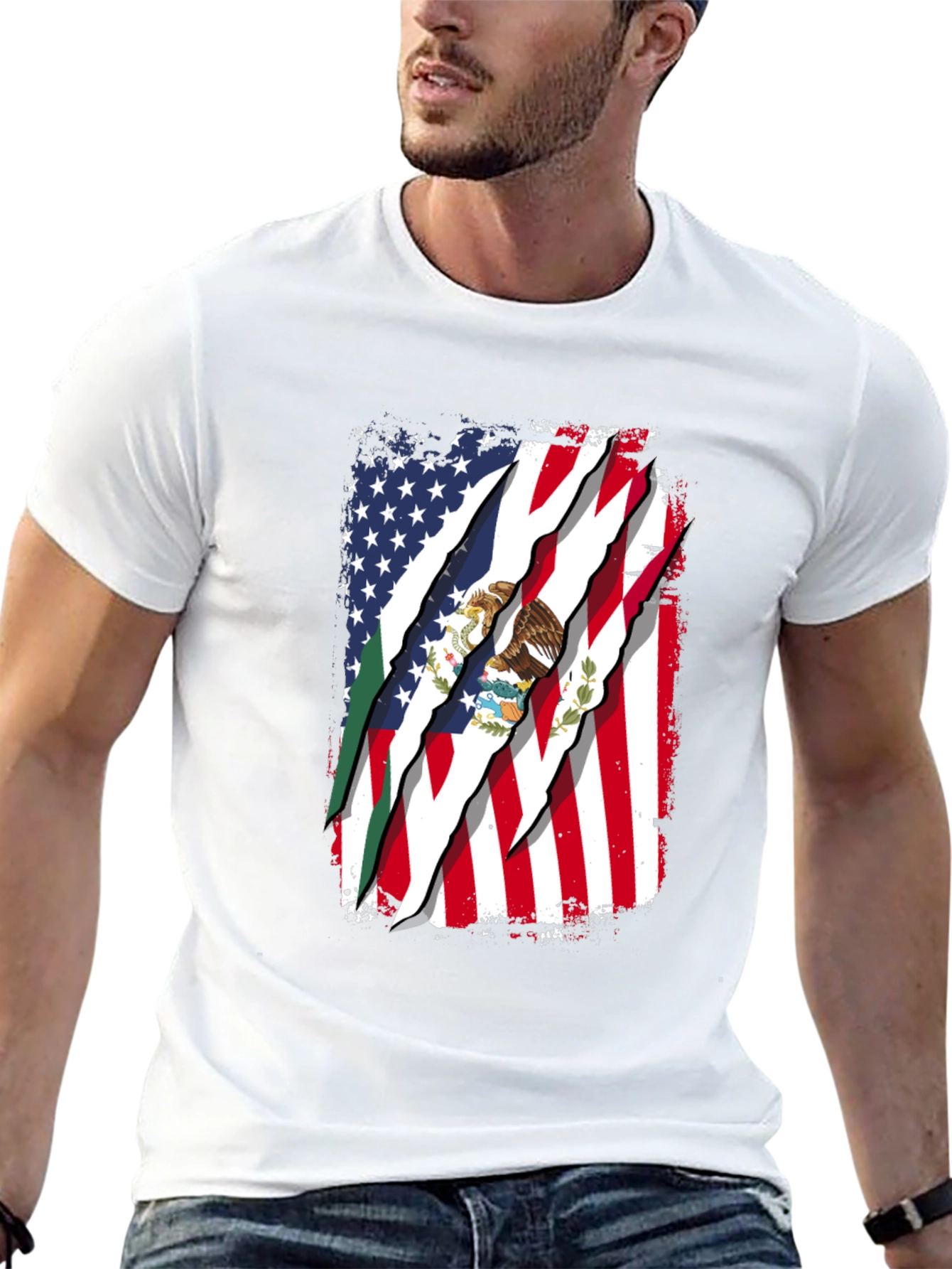 USA Mexico Flag Graphic T-Shirt