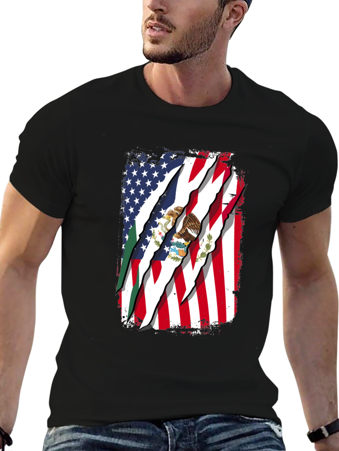 USA Mexico Flag Graphic T-Shirt
