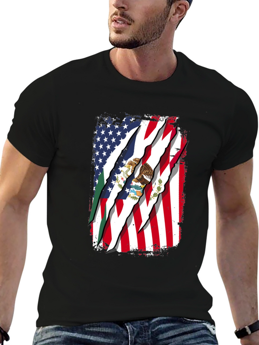 USA Mexico Flag Graphic T-Shirt