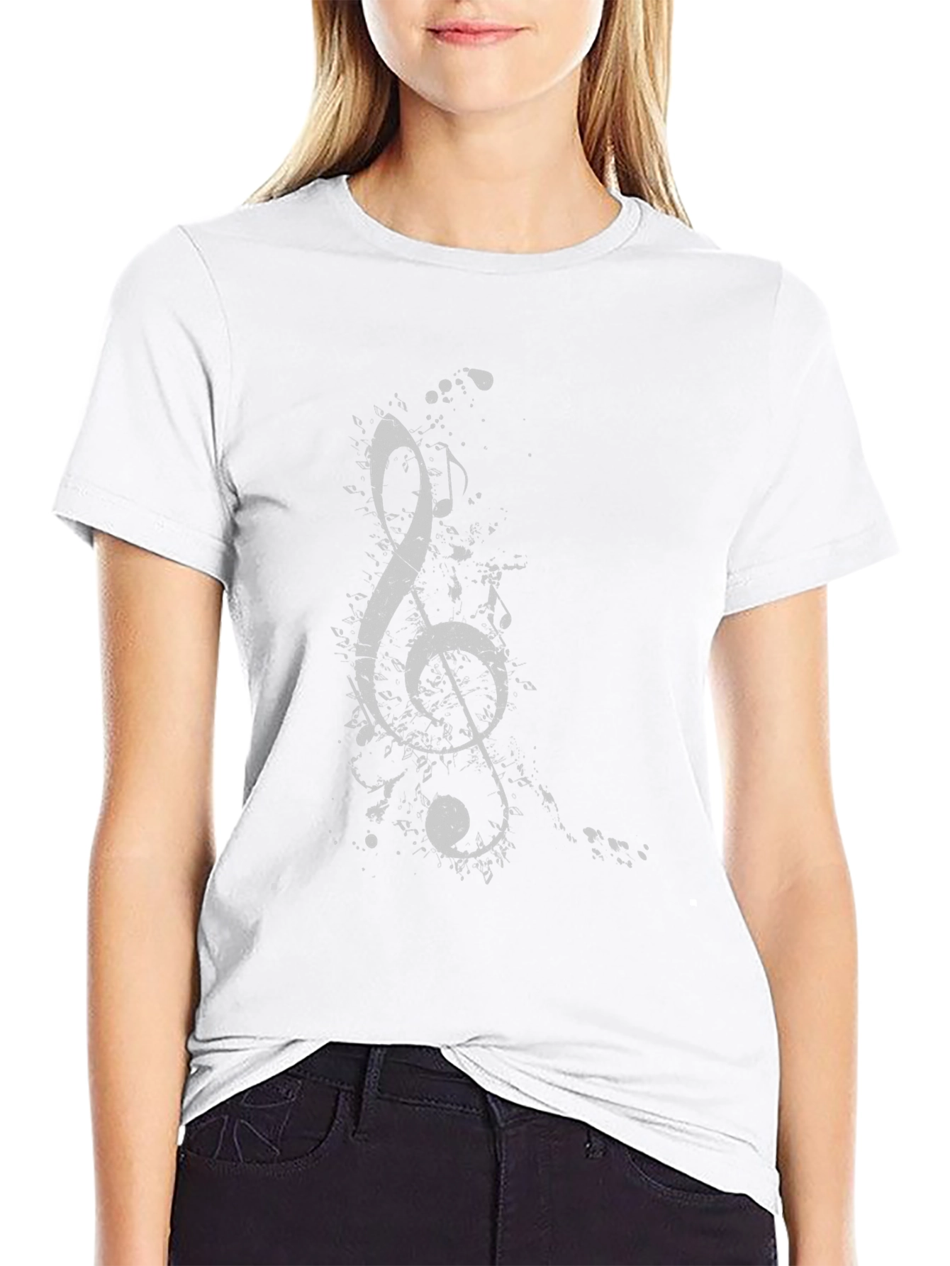 Treble Clef Graphic Tee - Black Cotton T-Shirt