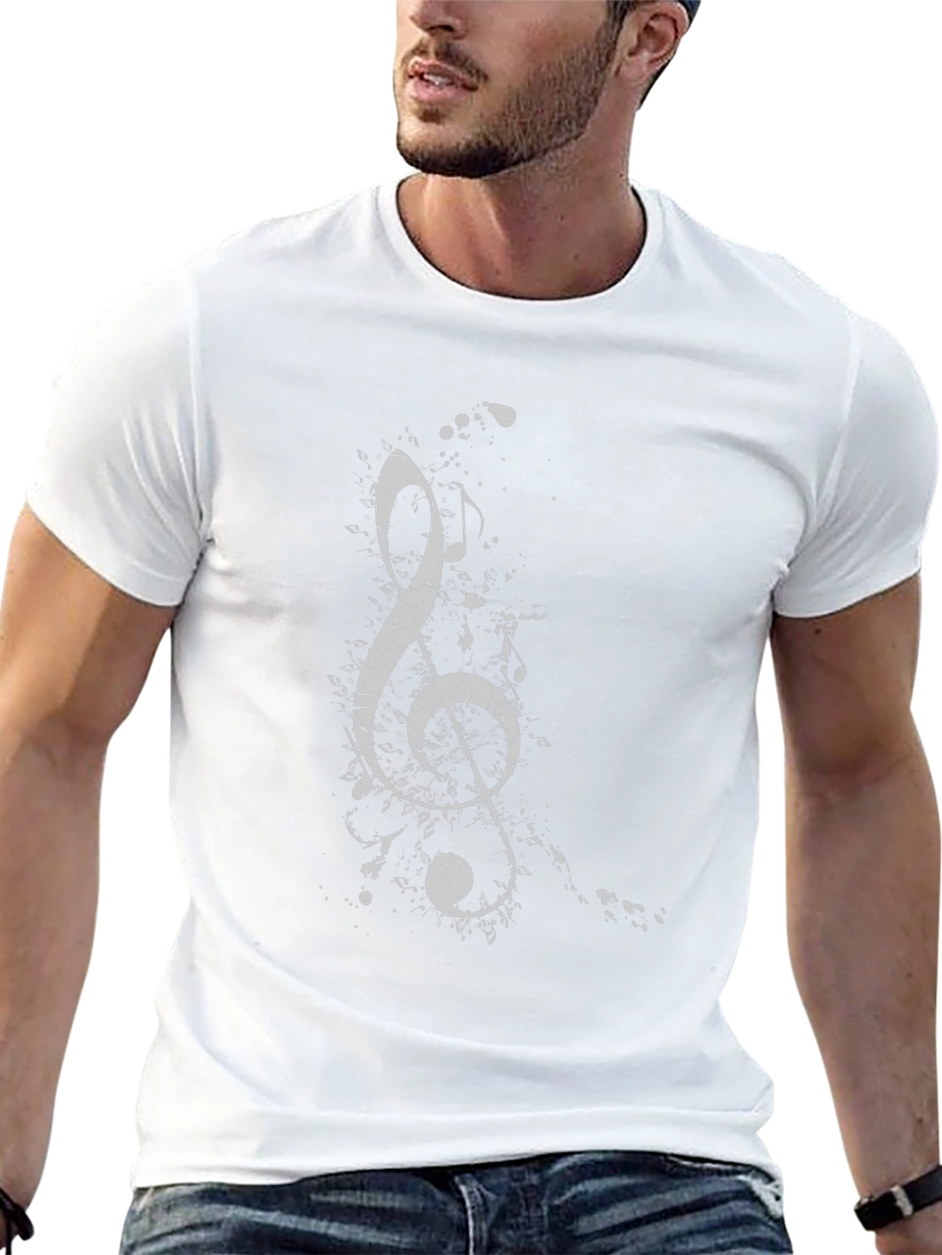 Treble Clef Graphic Tee - Black Cotton T-Shirt