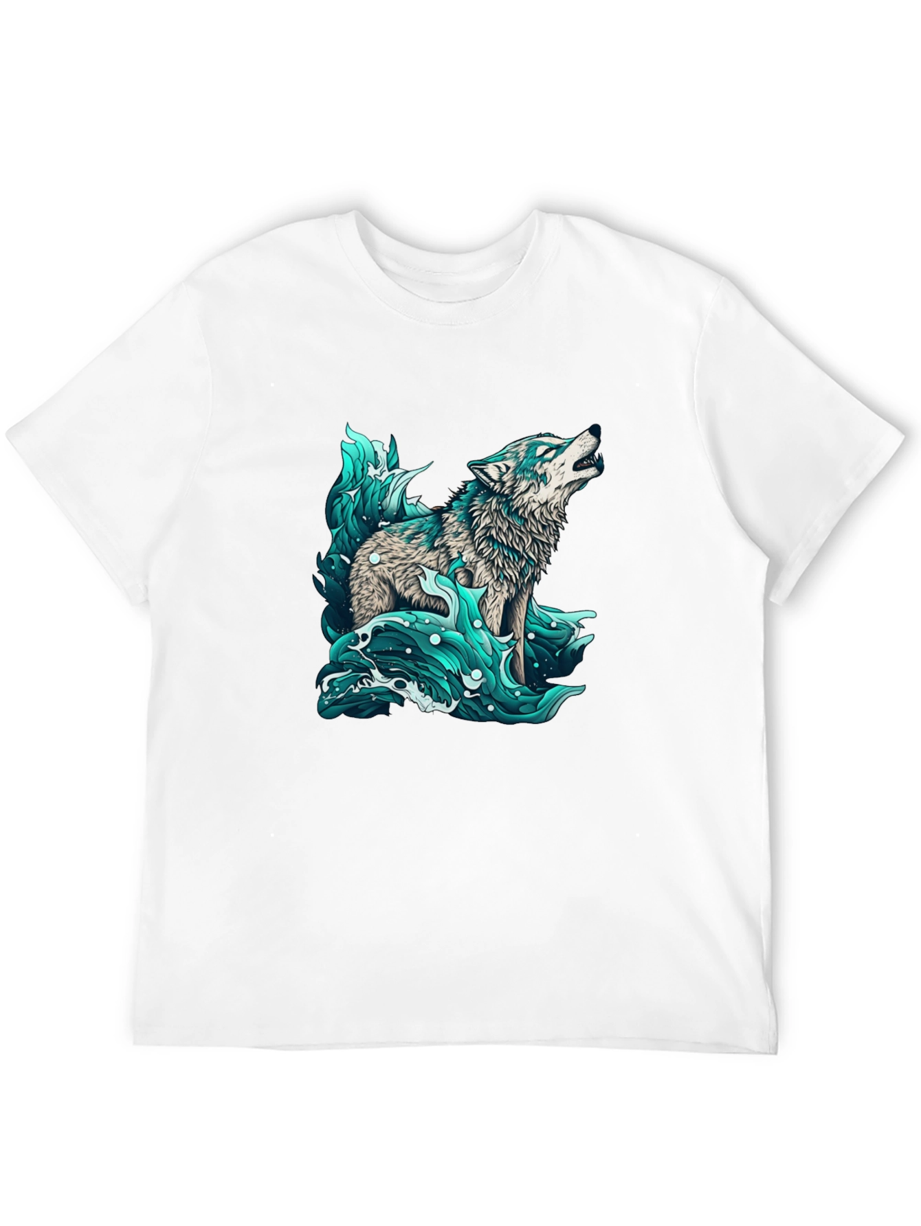 Wolf in Water Graphic Black T-Shirt