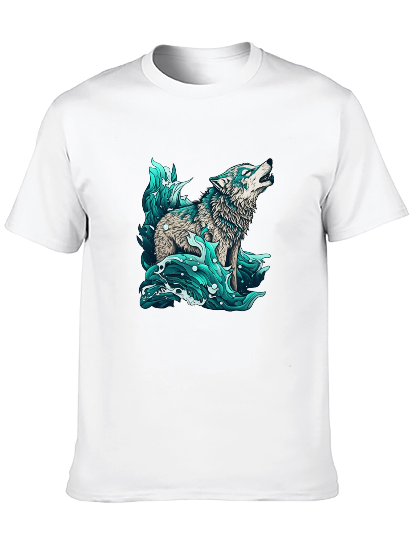 Wolf in Water Graphic Black T-Shirt