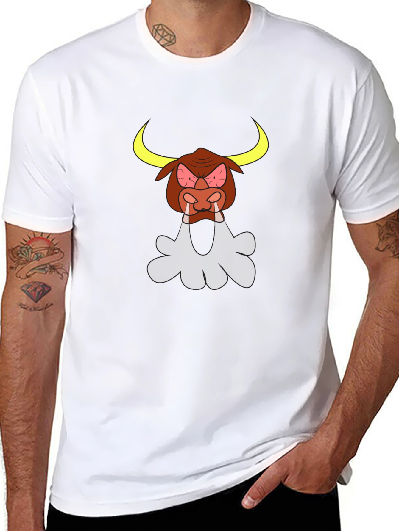 Angry Cartoon Bull Graphic Tee