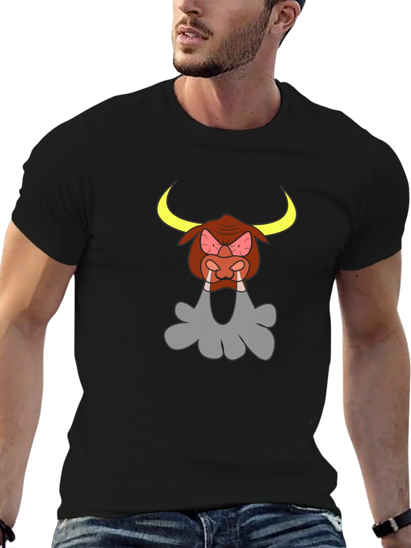 Angry Cartoon Bull Graphic Tee