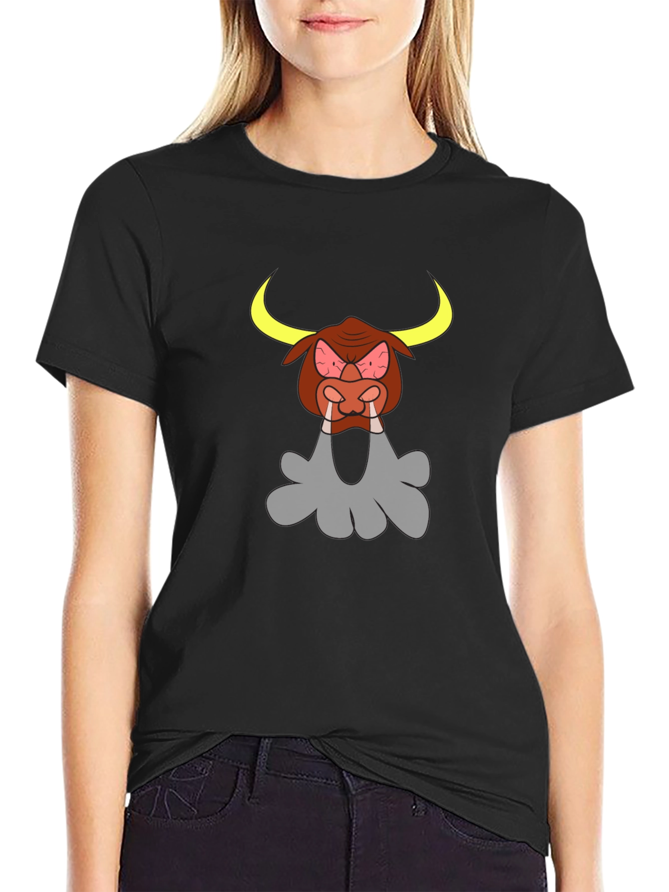 Angry Cartoon Bull Graphic Tee