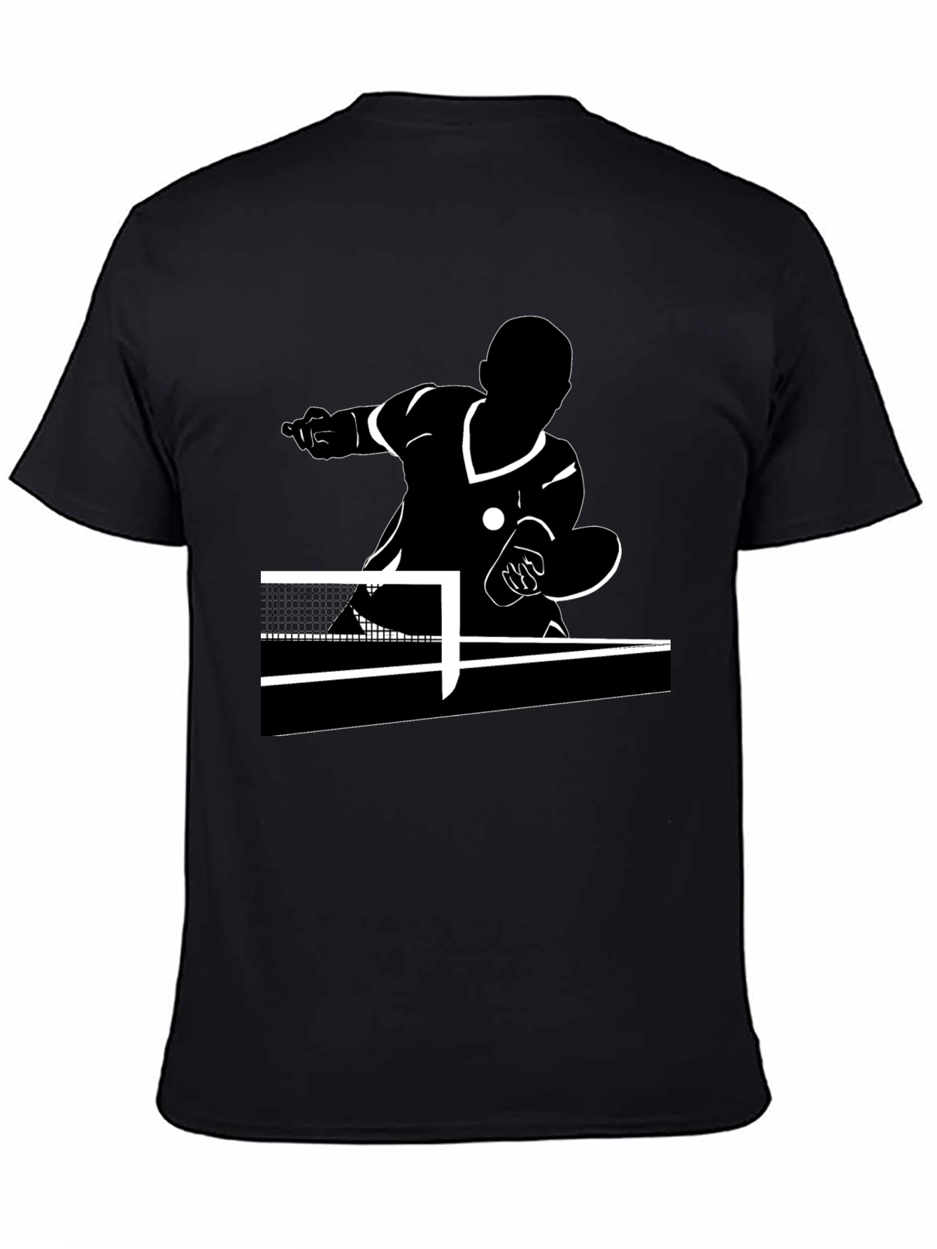 Table Tennis Player Black Graphic Tee