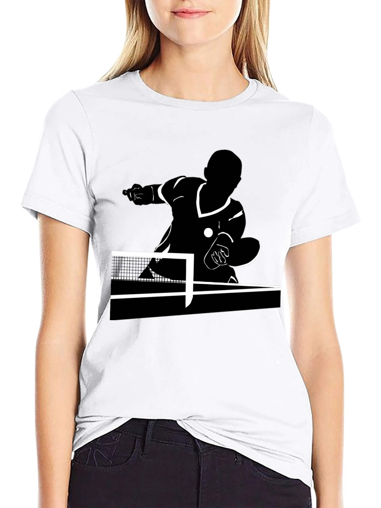 Table Tennis Player Black Graphic Tee