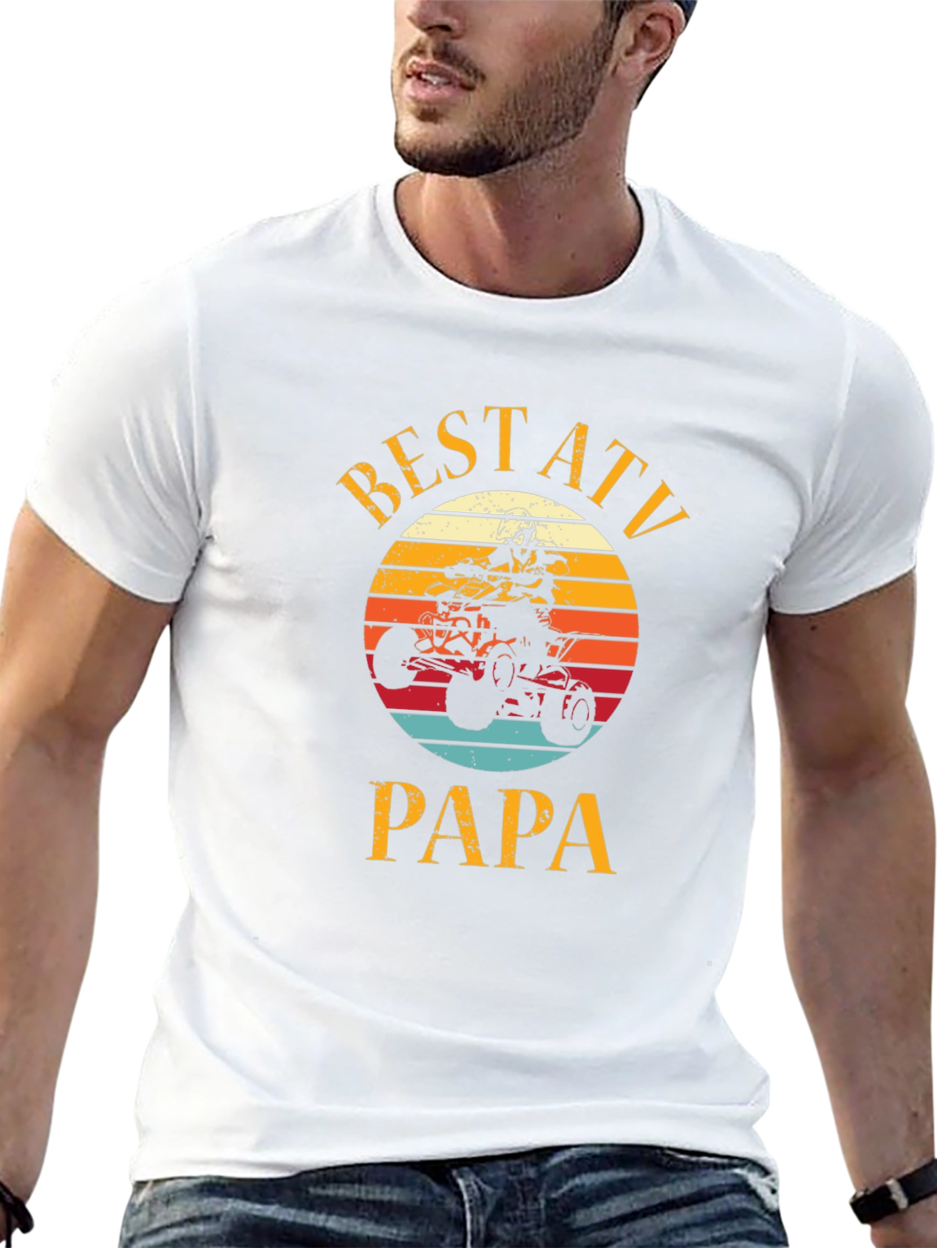 Best ATV Papa Graphic T-Shirt - Black