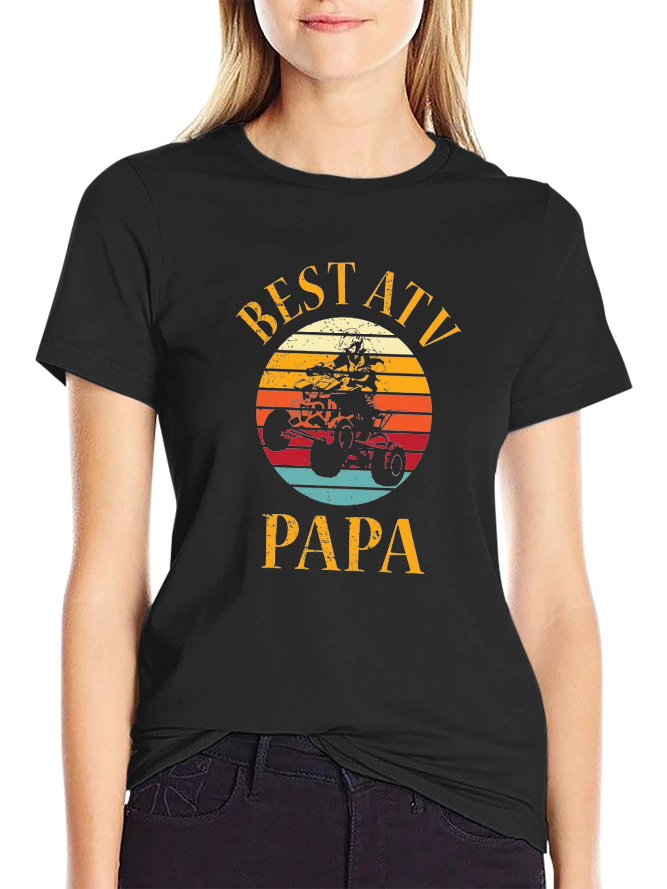 Best ATV Papa Graphic T-Shirt - Black