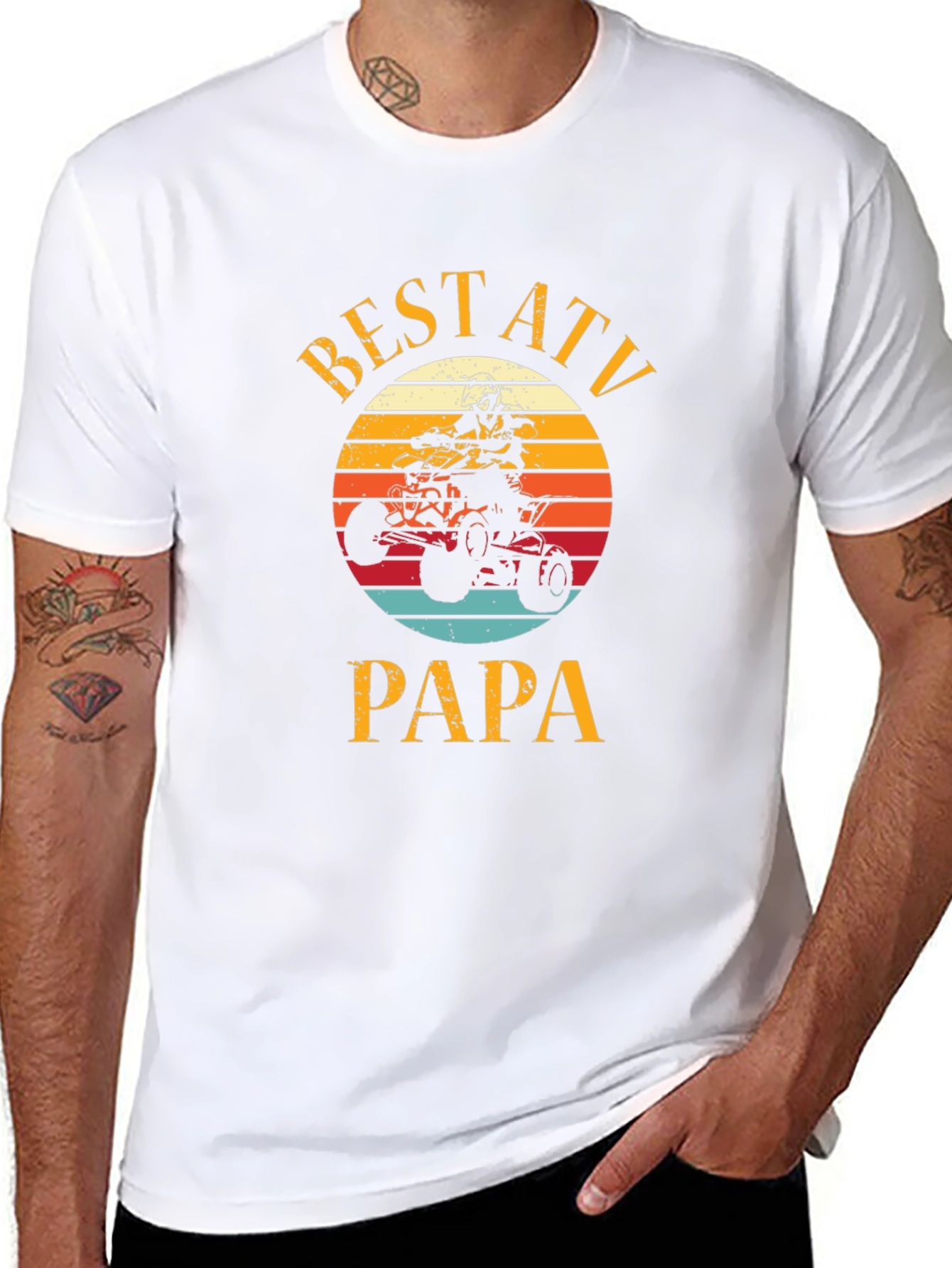 Best ATV Papa Graphic T-Shirt - Black