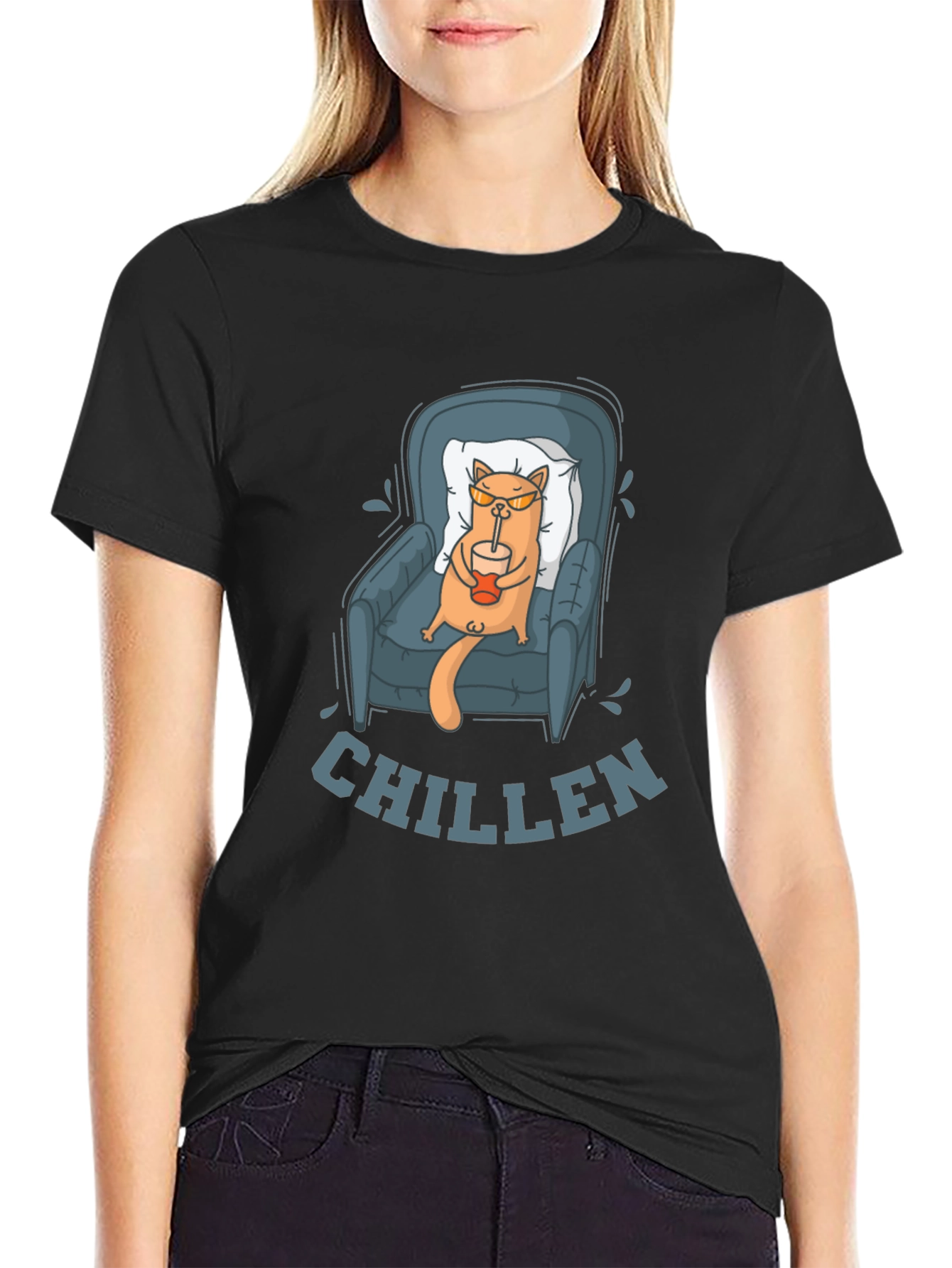Chill Cat Graphic Tee - Relaxed Fit Unisex T-Shirt
