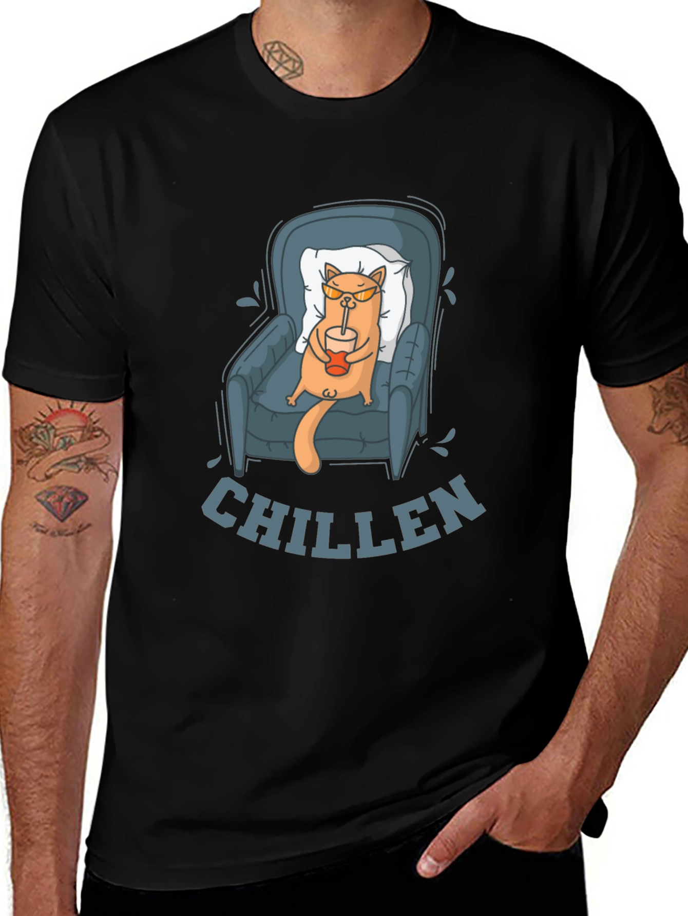 Chill Cat Graphic Tee - Relaxed Fit Unisex T-Shirt