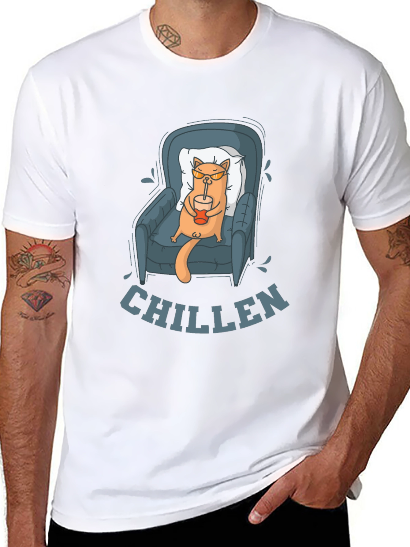 Chill Cat Graphic Tee - Relaxed Fit Unisex T-Shirt