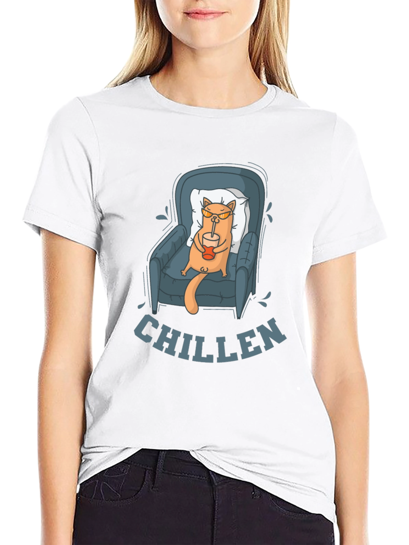 Chill Cat Graphic Tee - Relaxed Fit Unisex T-Shirt
