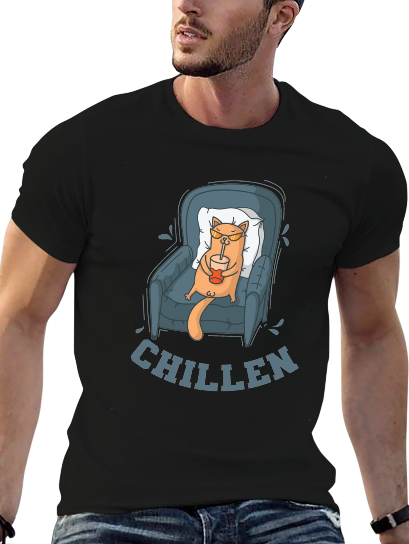 Chill Cat Graphic Tee - Relaxed Fit Unisex T-Shirt