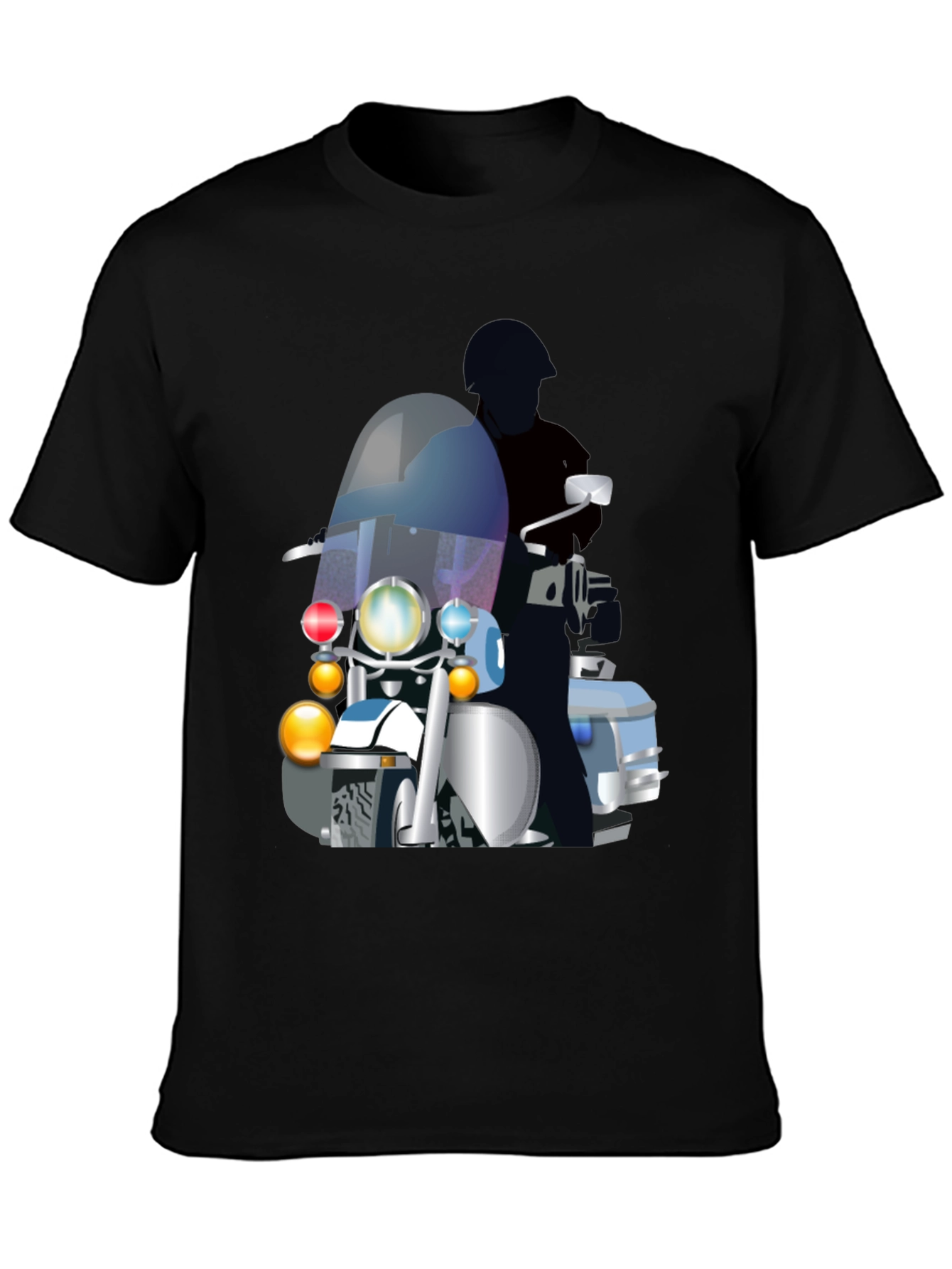 Motorcycle Cop Graphic T-Shirt - Black