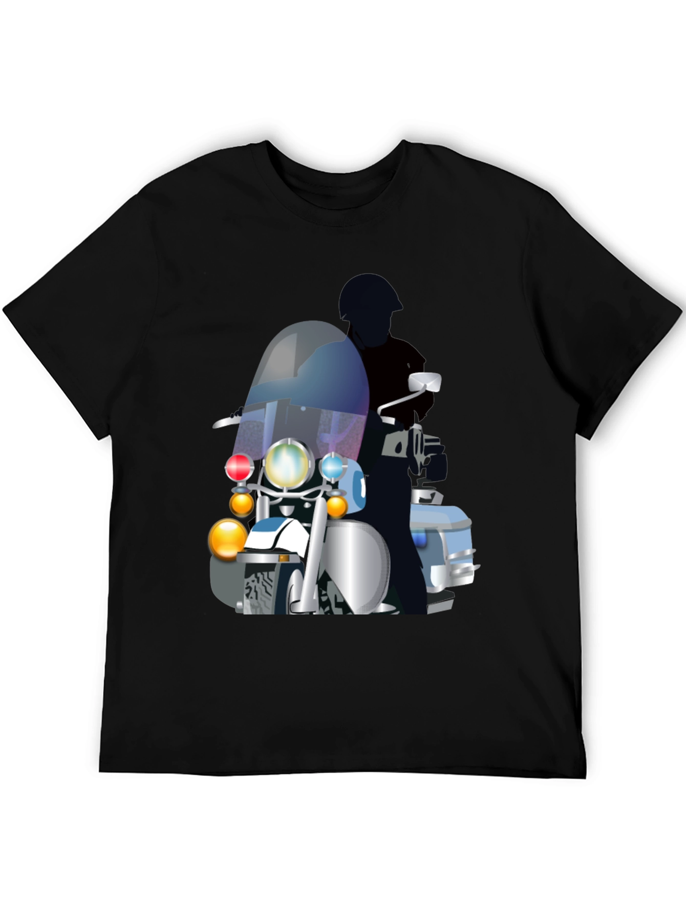 Motorcycle Cop Graphic T-Shirt - Black