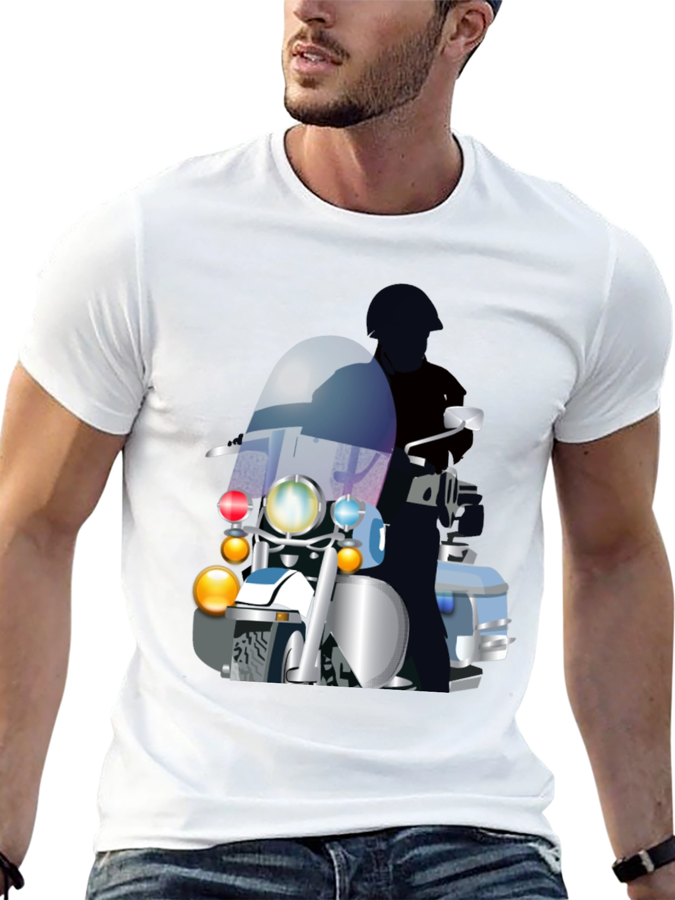 Motorcycle Cop Graphic T-Shirt - Black